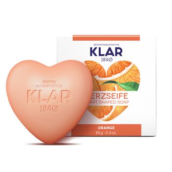 KLAR Seifenmanufaktur - Herzseife Orange - 65g palmlfrei